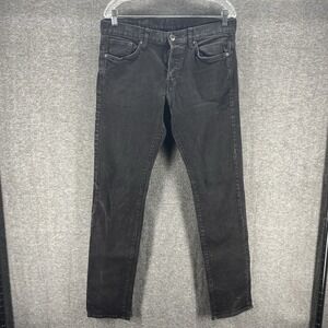 &Denim Jeans Womens 33/34 Black Mid Rise Slim Outdoor Workwear Stretch Dark Wash